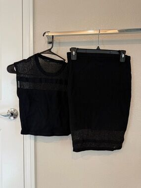 Guess Black Knit Pencil Skirt with Sheer Trim